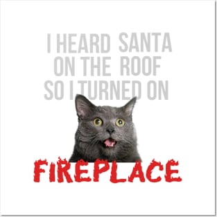 Funny Christmas Cat Saying Posters and Art